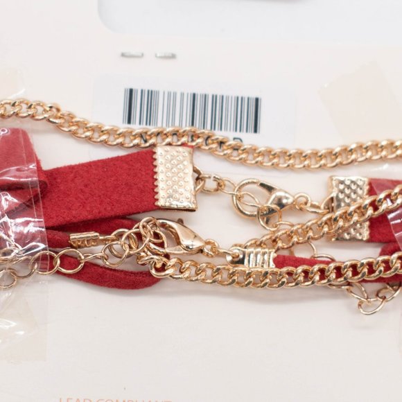 Carisma Women's Red and Gold Tone Chain Choker Necklace - Picture 3 of 3